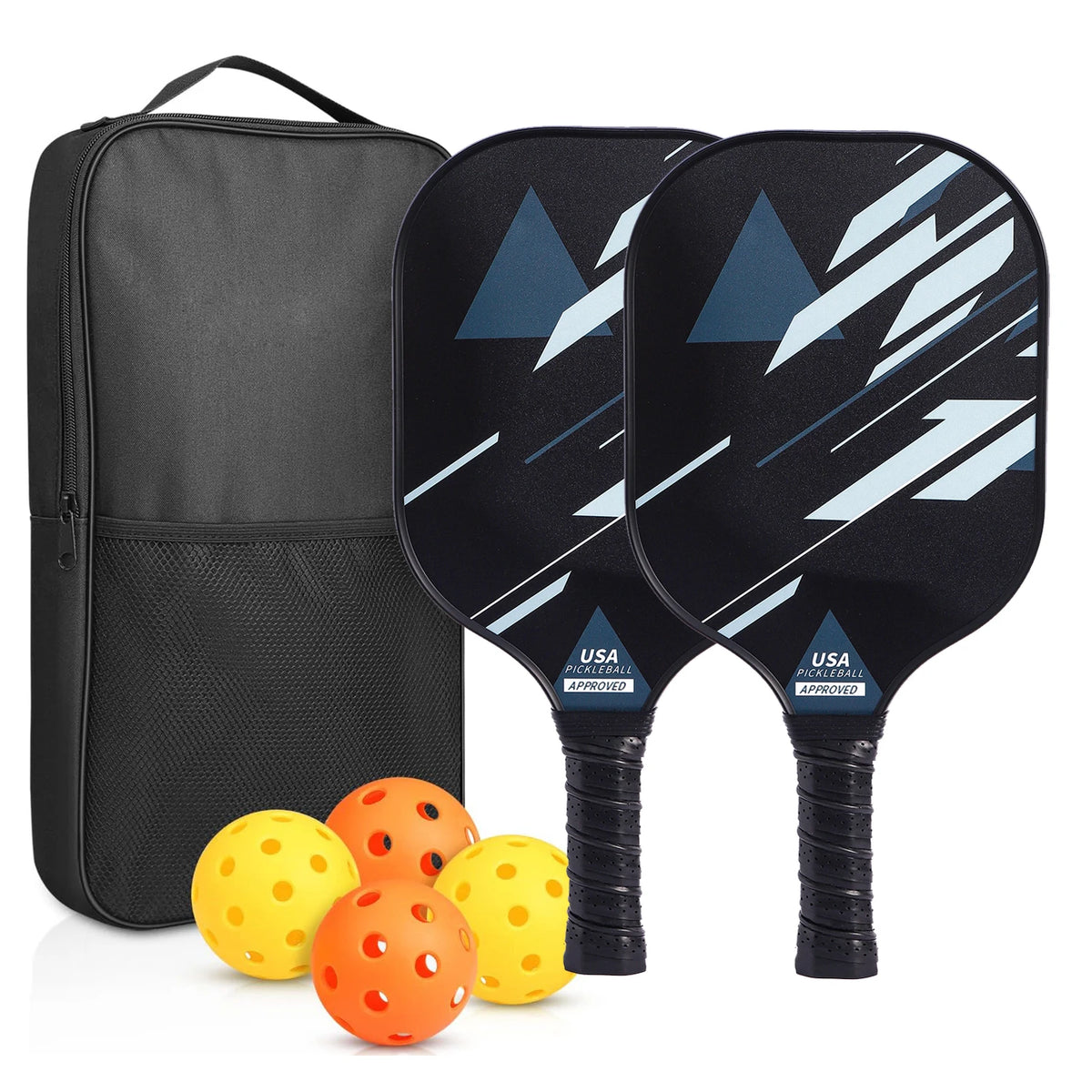 Pickleball paddles and balls from the Paddle Up beginner set